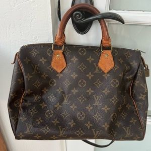 Vintage Louis Vuitton Speedy Shoulder Bag 30 Brown Canvas